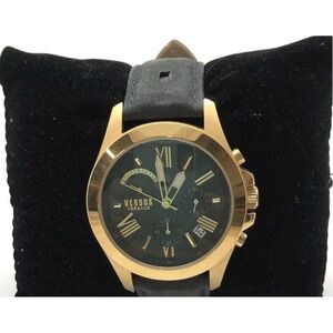 Versus Versace Chronograph Watch Men OS Gold‎ Black Good VSPBH8521 Leather